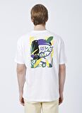 Limon Energy Bisiklet Yaka Oversize Baskılı Beyaz Erkek T-Shirt