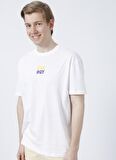 Limon Energy Bisiklet Yaka Oversize Baskılı Beyaz Erkek T-Shirt