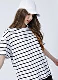 Fabrika Bisiklet Yaka  Basic  Siyah - Beyaz Kadın T-Shirt  -  K-MELISSA