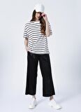 Fabrika Bisiklet Yaka  Basic  Siyah - Beyaz Kadın T-Shirt  -  K-MELISSA