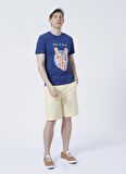Limon Soda Bisiklet Yaka Basic Baskılıİndigo Erkek T-Shirt