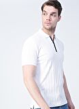 Fabrika Polo Yaka Düz Ekru Erkek T-Shirt DAX