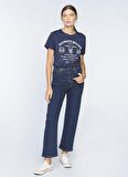 Limon Yüksek Bel Düz Paça Regular Fit Koyu İndigo Kadın Denim Pantolon MERSEY