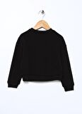 Limon Siyah Kız Çocuk Bisiklet Yaka Uzun Kollu Baskılı Sweatshirt GIRL B22-08