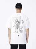 BLACK ON BLACK X AAE Bisiklet Yaka Baskılı Beyaz Erkek T-Shirt E-MION