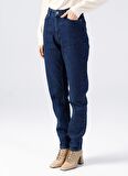Fabrika Yüksek Bel Normal Paça Mom Fit İndigo Kadın Denim Pantolon TERRA-2