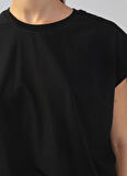 Black On Black Bisiklet Yaka Baskılı Siyah Kadın T-Shirt K-FABI