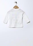 Mammaramma Ekru Erkek Bebek Bisiklet Yaka Uzun Kollu Baskılı T-Shirt 22FWB-25