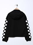 Funky Rocks Siyah Kız Çocuk Kapüşonlu Düşük Omuz Baskılı Sweatshirt PRG-50