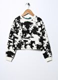 Funky Rocks Ekru Kız Çocuk Bisiklet Yaka Uzun Kollu Crop Batik Sweatshirt PRG-18