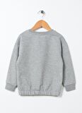 Limon Gri Melanj Kız Çocuk Bisiklet Yaka Düşük Omuz Baskılı Sweatshirt LEXO GIRL