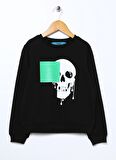 Funky Rocks Siyah Erkek Çocuk Bisiklet Yaka Uzun Kollu Baskılı Sweatshirt DR-21