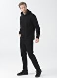 Black On Black Kapüşon Yaka Baskılı Siyah Erkek Sweatshırt E-YUKA