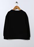 Aeropostale Siyah Kız Çocuk Bisiklet Yaka Düşük Omuz Baskılı Sweatshirt 22WAG30