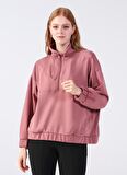 Aeropostale Fermuarlı Yaka Düz Pembe Kadın Sweatshırt Y-CHRISTINA