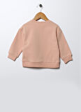 Mammaramma Pembe Kız Bebek Bisiklet Yaka Düşük Omuz Oversize Baskılı Sweatshirt 22FWG-75