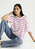 Fabrika Pembe - Beyaz Kadın T-Shirt