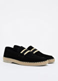 F By Fabrika Deri Siyah Erkek Espadril PETAR