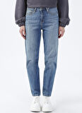 Denim Trip Yüksek Bel Dar Paça Mom Fit İndigo Kadın Denim Pantolon DTK363 Orta Indigo