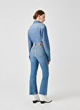 Denim Trip Yüksek Bel Bootcut Paça Flare İndigo Kadın Denim Pantolon DTK231 Orta Indigo