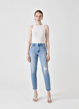 Denim Trip Normal Bel Ankle Paça Slim Fit Açık İndigo Kadın Denim Pantolon DTK326 Açık Indigo