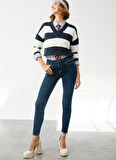 Denim Trip Normal Bel Dar Paça Skinny Fit Koyu İndigo Kadın Denim Pantolon DT10109 Koyu Indigo
