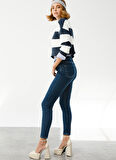 Denim Trip Normal Bel Dar Paça Skinny Fit Koyu İndigo Kadın Denim Pantolon DT10109 Koyu Indigo