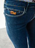 Denim Trip Normal Bel Dar Paça Skinny Fit Koyu İndigo Kadın Denim Pantolon DT10109 Koyu Indigo