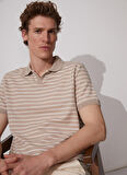 Polo Yaka Çizgili Vizon Erkek T-Shirt CM SERGIN