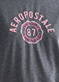 Aeropostale Bisiklet Yaka Nakışlı Antrasit Melanj Kadın T-Shirt K-6151