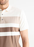 Fabrika Comfort Polo Yaka Çizgili Beyaz Erkek T-Shirt CM VORTES