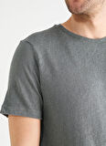Fabrika O Yaka Düz Haki Erkek T-Shirt STEVOS