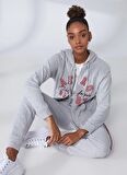 Aeropostale Kapüşon Yaka Nakışlı Gri Melanj Kadın Sweatshırt K-3146