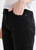 Normal Bel Düz Paça Boyfriend Siyah Kadın Denim Pantolon K-MARY