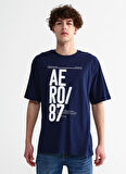 Aeropostale Bisiklet Yaka Baskılı Lacivert Erkek T-Shirt E-ARESE
