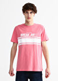 Limon Bisiklet Yaka Baskılı Pembe Erkek T-Shirt CENOVA