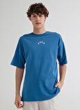 Aeropostale Bisiklet Yaka Baskılı İndigo Erkek T-Shirt E-BACKROUND