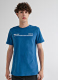 Aeropostale Bisiklet Yaka Baskılı Mavi Erkek T-Shirt E-NEF