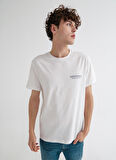Aeropostale Bisiklet Yaka Baskılı Kırık Beyaz Erkek T-Shirt E-MOUNT