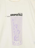 Aeropostale Ekru Erkek Çocuk Bisiklet Yaka Oversize Baskılı T-Shirt 23SAB-07