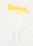 Limon Ekru Kız Çocuk Bisiklet Yaka Düşük Omuz Crop Baskılı T-Shirt BEAUTIFUL GIRL-23