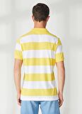 Aeropostale Çizgili Sarı - Beyaz Erkek Polo T-Shirt E-VALE