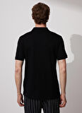 Fabrika Polo Yaka Düz Siyah Erkek T-Shirt MERS FATHER