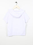 Beyaz Kız Çocuk Kapüşonlu Kısa Kollu Baskılı Sweatshirt SHINE GIRL