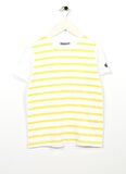 Beyaz - Sarı Erkek Çocuk Bisiklet Yaka Kısa Kollu Baskılı T-Shirt ROLFA BOY