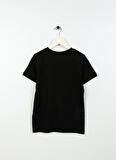 Siyah Erkek Çocuk Bisiklet Yaka Kısa Kollu Baskılı T-Shirt ROGERS BOY