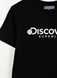 Siyah Erkek Çocuk Bisiklet Yaka Kısa Kollu Baskılı T-Shirt ROGERS BOY