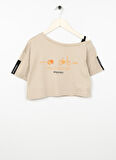 Baskılı Bej Kız Çocuk T-Shirt HENA GIRL