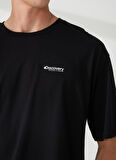 Discovery Expedition Siyah Erkek Bisiklet Yaka Kısa Kollu Loose Fit Baskılı T-Shirt LEEX