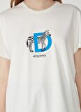 Discovery Expedition Bisiklet Yaka Baskılı Kırık Beyaz Kadın T-Shirt W-MERCAX